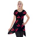 Red, hot jalapeno peppers, chilli pepper pattern at black, spicy Short Sleeve Side Drop Tunic View1