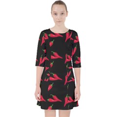 Red, hot jalapeno peppers, chilli pepper pattern at black, spicy Pocket Dress