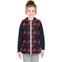 Red, hot jalapeno peppers, chilli pepper pattern at black, spicy Kids  Hooded Puffer Vest View1