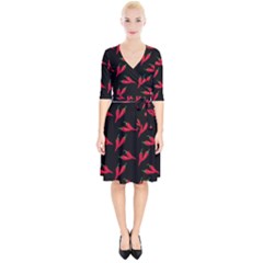Red, hot jalapeno peppers, chilli pepper pattern at black, spicy Wrap Up Cocktail Dress
