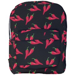Red, hot jalapeno peppers, chilli pepper pattern at black, spicy Full Print Backpack