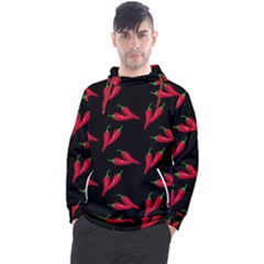 Red, hot jalapeno peppers, chilli pepper pattern at black, spicy Men s Pullover Hoodie