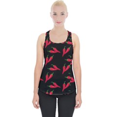 Red, Hot Jalapeno Peppers, Chilli Pepper Pattern At Black, Spicy Piece Up Tank Top by Casemiro