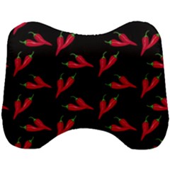 Red, hot jalapeno peppers, chilli pepper pattern at black, spicy Head Support Cushion
