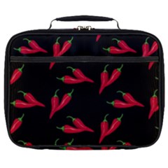 Red, hot jalapeno peppers, chilli pepper pattern at black, spicy Full Print Lunch Bag
