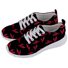 Red, Hot Jalapeno Peppers, Chilli Pepper Pattern At Black, Spicy Men s Lightweight Sports Shoes