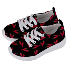 Red, hot jalapeno peppers, chilli pepper pattern at black, spicy Kids  Lightweight Sports Shoes