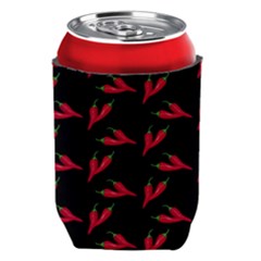 Red, hot jalapeno peppers, chilli pepper pattern at black, spicy Can Holder