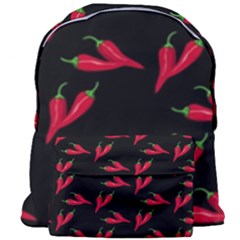Red, hot jalapeno peppers, chilli pepper pattern at black, spicy Giant Full Print Backpack