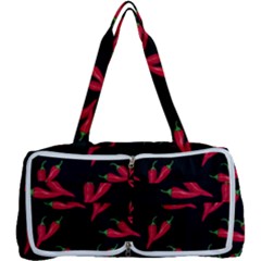 Red, hot jalapeno peppers, chilli pepper pattern at black, spicy Multi Function Bag