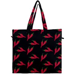 Red, hot jalapeno peppers, chilli pepper pattern at black, spicy Canvas Travel Bag