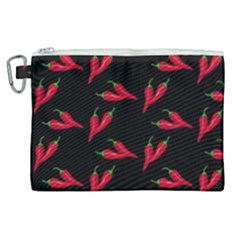Red, hot jalapeno peppers, chilli pepper pattern at black, spicy Canvas Cosmetic Bag (XL)