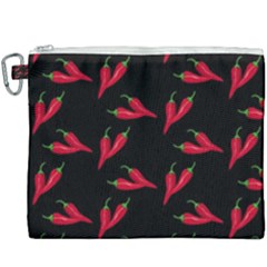 Red, hot jalapeno peppers, chilli pepper pattern at black, spicy Canvas Cosmetic Bag (XXXL)