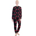 Red, hot jalapeno peppers, chilli pepper pattern at black, spicy Women s Lounge Set View1