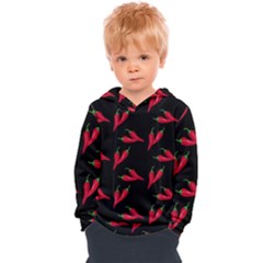Red, hot jalapeno peppers, chilli pepper pattern at black, spicy Kids  Overhead Hoodie
