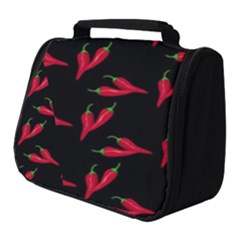 Red, hot jalapeno peppers, chilli pepper pattern at black, spicy Full Print Travel Pouch (Small)