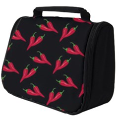 Red, hot jalapeno peppers, chilli pepper pattern at black, spicy Full Print Travel Pouch (Big)