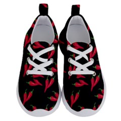 Red, hot jalapeno peppers, chilli pepper pattern at black, spicy Running Shoes