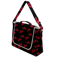Red, hot jalapeno peppers, chilli pepper pattern at black, spicy Box Up Messenger Bag