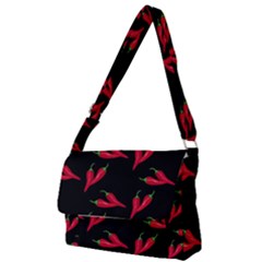 Red, hot jalapeno peppers, chilli pepper pattern at black, spicy Full Print Messenger Bag (S)