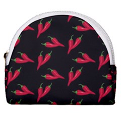 Red, hot jalapeno peppers, chilli pepper pattern at black, spicy Horseshoe Style Canvas Pouch