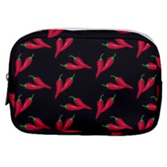 Red, hot jalapeno peppers, chilli pepper pattern at black, spicy Make Up Pouch (Small)