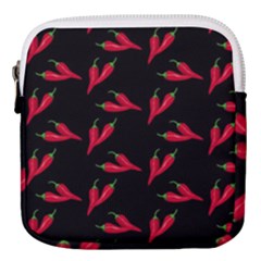 Red, hot jalapeno peppers, chilli pepper pattern at black, spicy Mini Square Pouch