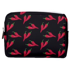 Red, hot jalapeno peppers, chilli pepper pattern at black, spicy Make Up Pouch (Medium)