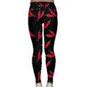 Red, hot jalapeno peppers, chilli pepper pattern at black, spicy Lightweight Velour Classic Yoga Leggings View2