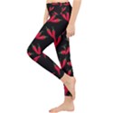 Red, hot jalapeno peppers, chilli pepper pattern at black, spicy Lightweight Velour Classic Yoga Leggings View3