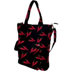 Red, hot jalapeno peppers, chilli pepper pattern at black, spicy Shoulder Tote Bag