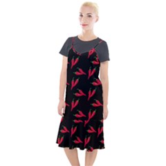 Red, hot jalapeno peppers, chilli pepper pattern at black, spicy Camis Fishtail Dress