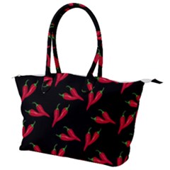 Red, Hot Jalapeno Peppers, Chilli Pepper Pattern At Black, Spicy Canvas Shoulder Bag