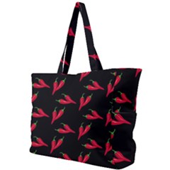 Red, hot jalapeno peppers, chilli pepper pattern at black, spicy Simple Shoulder Bag
