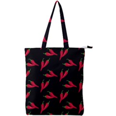 Red, hot jalapeno peppers, chilli pepper pattern at black, spicy Double Zip Up Tote Bag