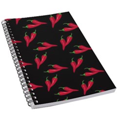 Red, hot jalapeno peppers, chilli pepper pattern at black, spicy 5.5  x 8.5  Notebook