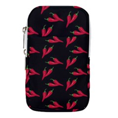 Red, Hot Jalapeno Peppers, Chilli Pepper Pattern At Black, Spicy Waist Pouch (large)
