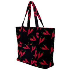 Red, hot jalapeno peppers, chilli pepper pattern at black, spicy Zip Up Canvas Bag