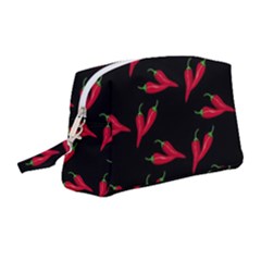 Red, hot jalapeno peppers, chilli pepper pattern at black, spicy Wristlet Pouch Bag (Medium)