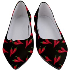 Red, hot jalapeno peppers, chilli pepper pattern at black, spicy Women s Block Heels 