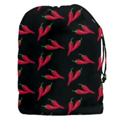 Red, hot jalapeno peppers, chilli pepper pattern at black, spicy Drawstring Pouch (3XL)