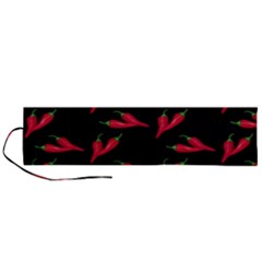 Red, hot jalapeno peppers, chilli pepper pattern at black, spicy Roll Up Canvas Pencil Holder (L)