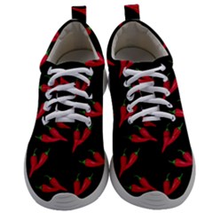 Red, hot jalapeno peppers, chilli pepper pattern at black, spicy Mens Athletic Shoes