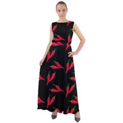 Red, hot jalapeno peppers, chilli pepper pattern at black, spicy Chiffon Mesh Boho Maxi Dress