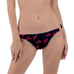 Red, hot jalapeno peppers, chilli pepper pattern at black, spicy Ring Detail Bikini Bottom
