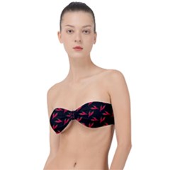 Red, hot jalapeno peppers, chilli pepper pattern at black, spicy Classic Bandeau Bikini Top 
