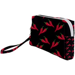 Red, hot jalapeno peppers, chilli pepper pattern at black, spicy Wristlet Pouch Bag (Small)