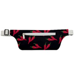 Red, hot jalapeno peppers, chilli pepper pattern at black, spicy Active Waist Bag