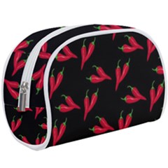 Red, hot jalapeno peppers, chilli pepper pattern at black, spicy Makeup Case (Large)