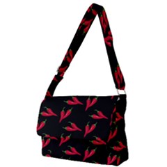 Red, hot jalapeno peppers, chilli pepper pattern at black, spicy Full Print Messenger Bag (L)